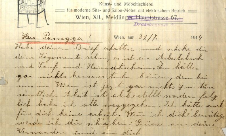 Brief vom 31. Juli 1914 © Günther Gasper